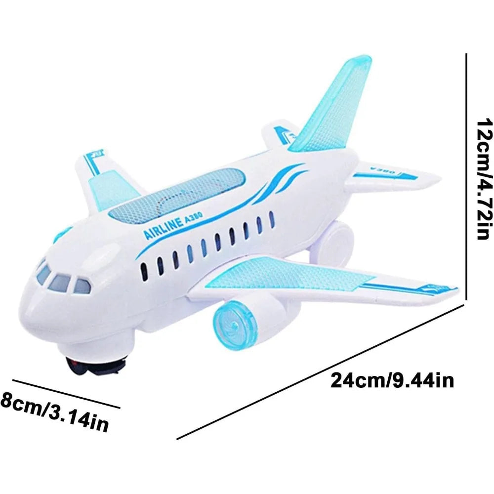 Aeroplane Toy Electric Airplane Toy with Flashing LED Lights & Sounds Bump and Go Musical Birthday Gift for Kids Boys Girls