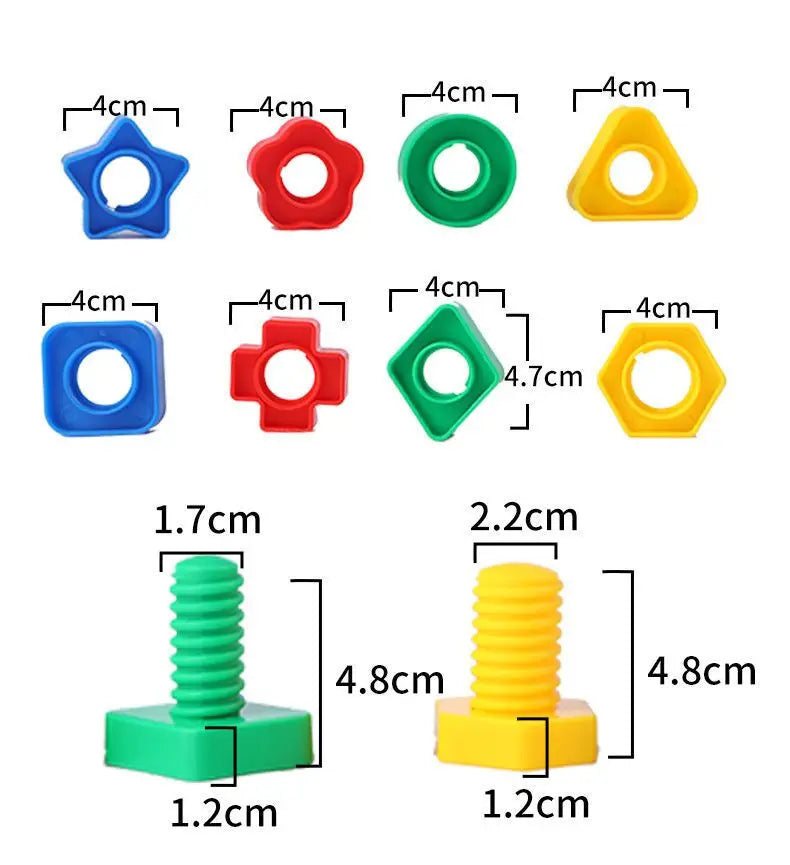 5Set Screw Building Blocks Plastic Insert Blocks Nut Shape Toys for Educational Toys Montessori Scale Models Gift