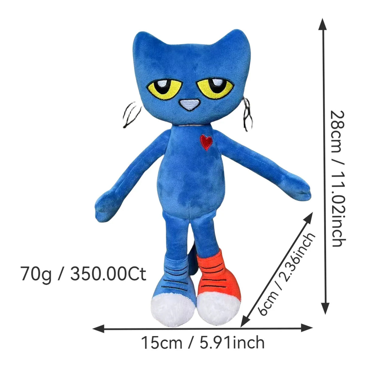 New 30cm Pete the Cat Plush Doll Pizza Party Soft Plush Blue Cat Stuffed Animal Toy Super Soft Pete Kitty