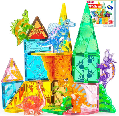JOYFY 110/66/50 PCS Magnetic Building Tile 3D Magnet Tiles with Vehicle Construction Blocks Set for Kids Birthday Chirstmas Gift