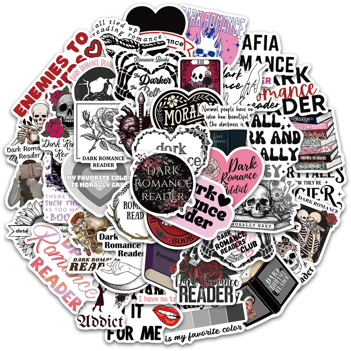 50PCS Dark Romance Reader Stickers in Cartoon Glass Balls DIY Phone Cases Laptop Water Cups Computer Toy Stickers