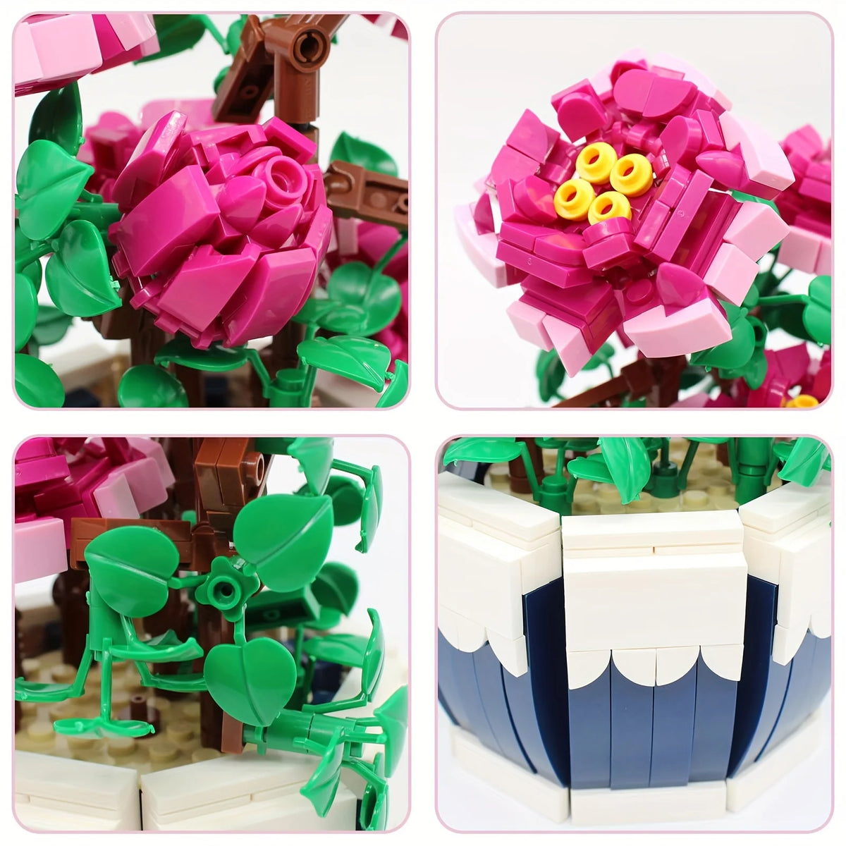 Flower Bouquet Exquisite Peony Building Blocks Kit Flower Home Decoration Bricks Set Gift for Valentine's Day Mother's Day Adult