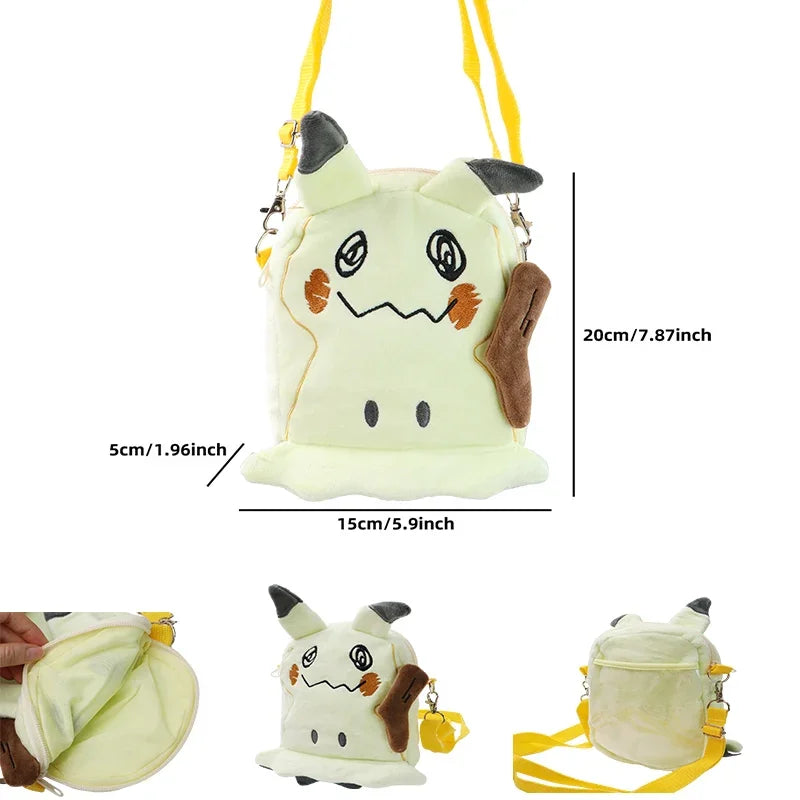 Gengar Mimikyu Snorlax Rowlet Lucario Charmander Plush Backpack Pokemon Anime Shoulder Bag Doll Toys