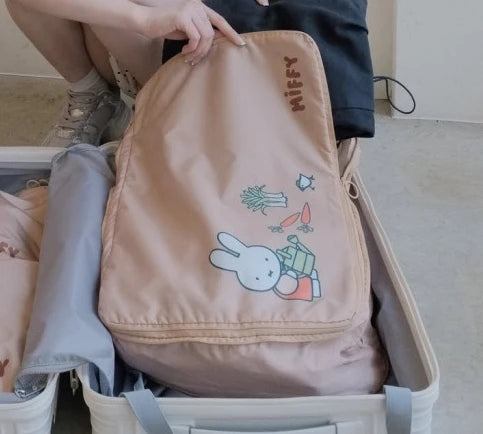 Kawaii Miffy Cute Luggage Bag Three Piece Set Storage Bag Luggage Sorting Travel Clothing Sub Packaging Bag Gift Toy for Girl
