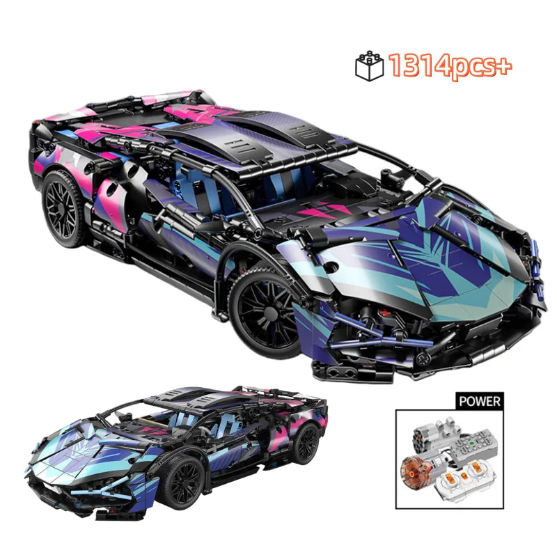 1:14 Technical Building Blocks Racing Car Model Collectible Car Construction Toys For Boy Desktop Decorations Model 1314PCS