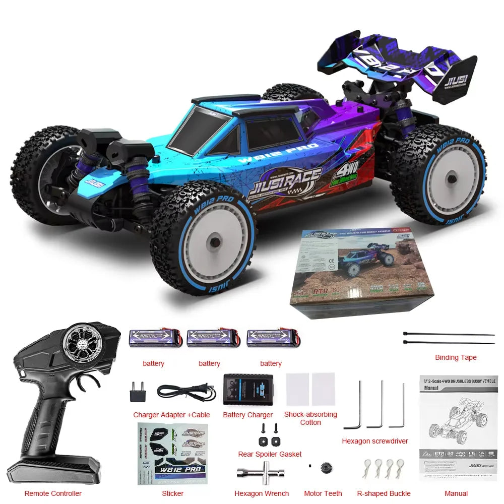 JIUSI WB12 PRO 1/12 Racing Car 80km/h Brushless 4WD RC Car High Speed 2.4G Remote Control Car Competitive Off-road Boys RC Toy