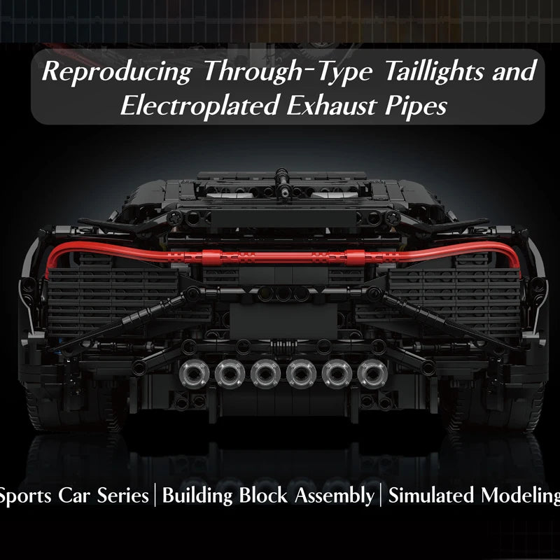 Mould King 13163 Technical Car Toys The MOC Black La Voiture Noire Building Block Assembly Sport Car Brick Kids Christmas Gift
