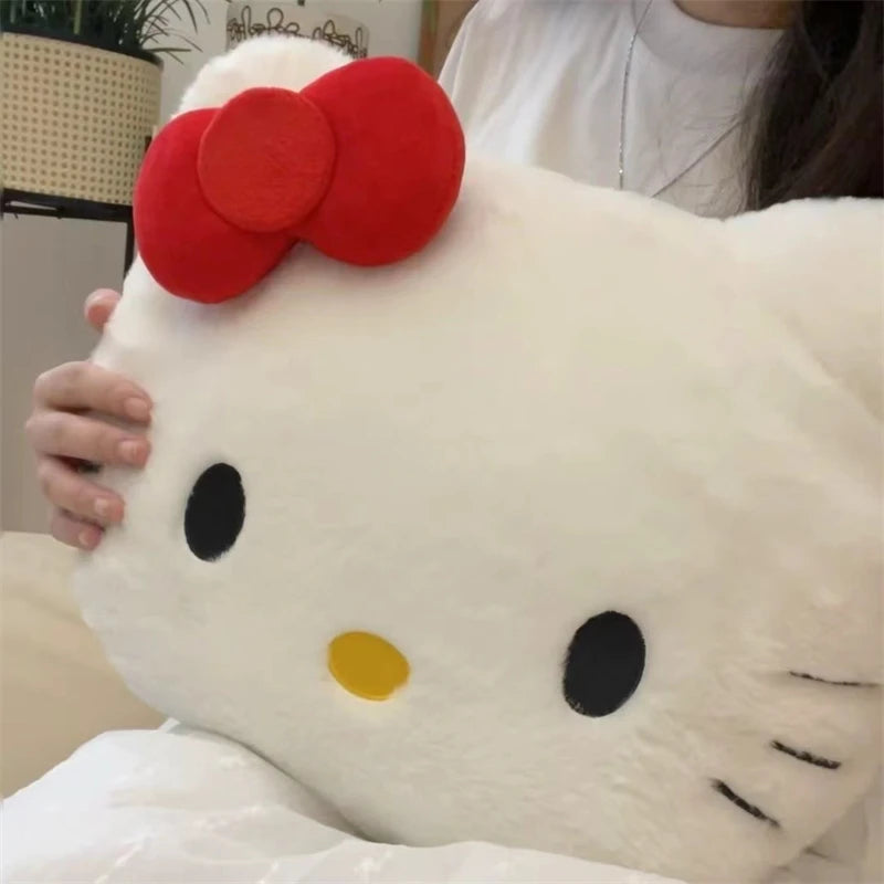 Anime Sanrio Hello Kitty Cute Cartoon Head Plush Pillow Sofa Bedside Cushion Car Cushion Nap Pillow Birthday Gifts for Girl
