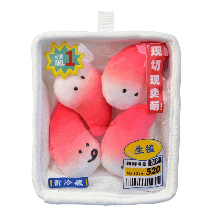 10cm New Creative Seafood Platter Plush Toys Funny Mini Salmon Sardine Octopus Stuffed Plushies Cute Bag Charms Restaurant Decor