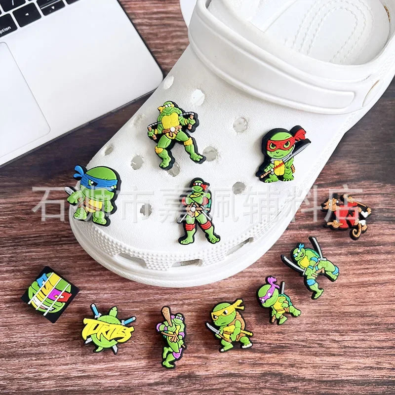 16pcs Ninja Turtle anime Cartoon Shoe Charms Shoe Buckle Decoration Children's Favorite Gifts Holiday Gifts Sandals Accessories