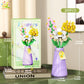 HUIQIBAO MOC Eternal Flower Bouquet with pot Micro Building Block Sunflower Rose Mini Model Brick Toy home Desk Decoration