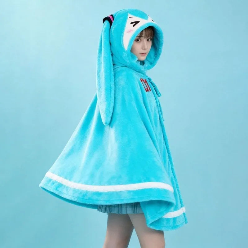 Hatsune Miku Anime Merchandise Fashionable and Personalized Cloak Cape for Men and Women Soft and Comfortable Flannel Warm Shawl