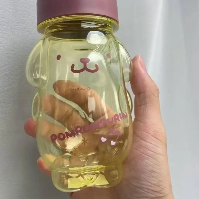 Pompompurin Portable Cold Water Bottle Cute Cartoon Yellow Puppy 320ml Polycarbonate Polypropylene For Outdoor Daily Home Office