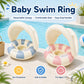 Baby Swim Ring Inflatable Summer Pool Float Seat with Canopy Sunshade Handles Cartoon Swimming Ring for Boys Girls Toddler 40lbs