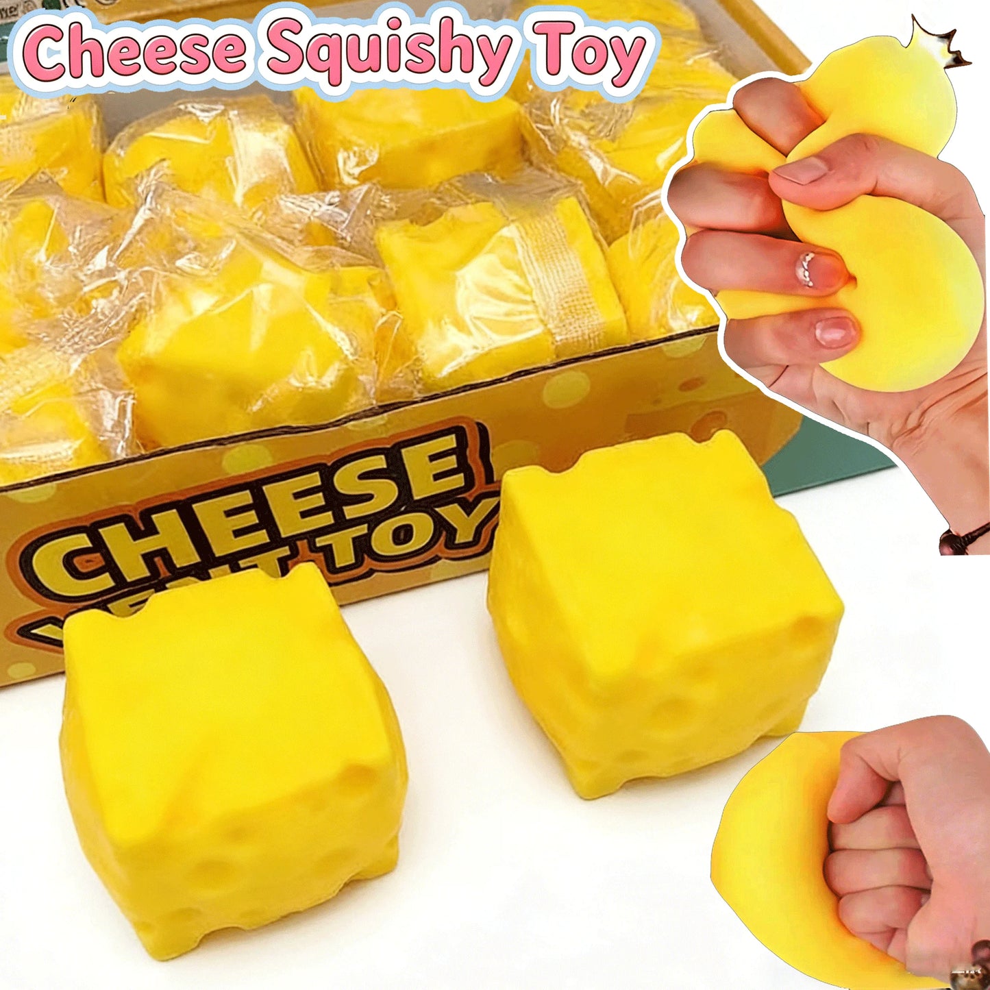 Portable Cheese Squeeze Toy Fidget Stress Relief Squishy Ball Slow Rebound for Desk Decor Decompression Toy for Kids Adults Gift