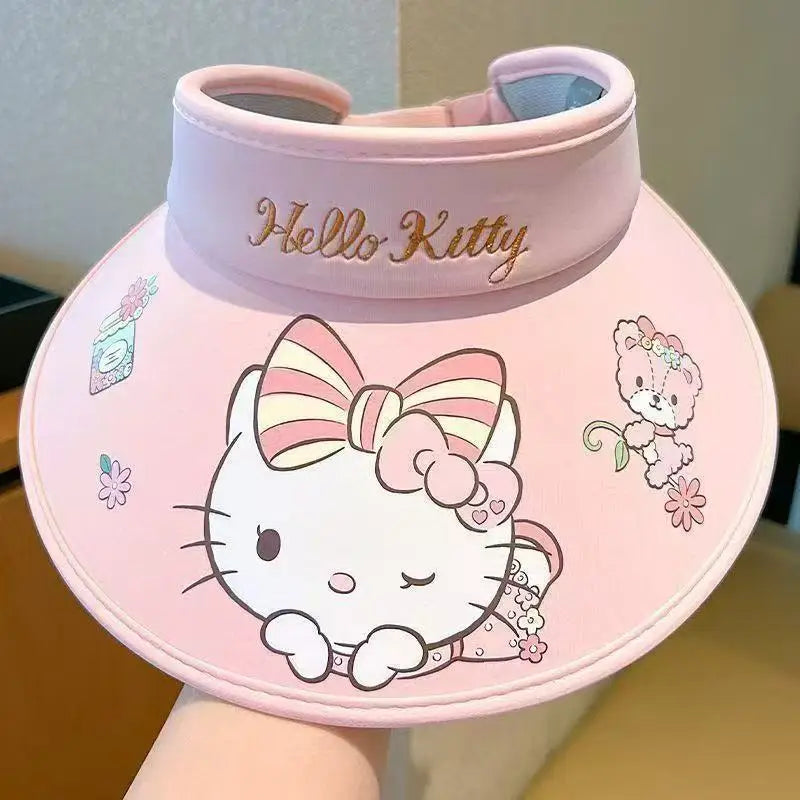 Kawaii My Melody Printed Casual Sun Hat Women's Lightweight Cartoon Folding Hat Outdoor Sports Beach Daily Girl Gift wholesale