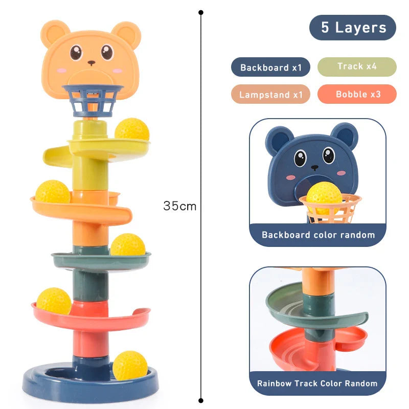 Montessori Baby Rolling Ball Track Toy – Sensory Push Pop Slide Game