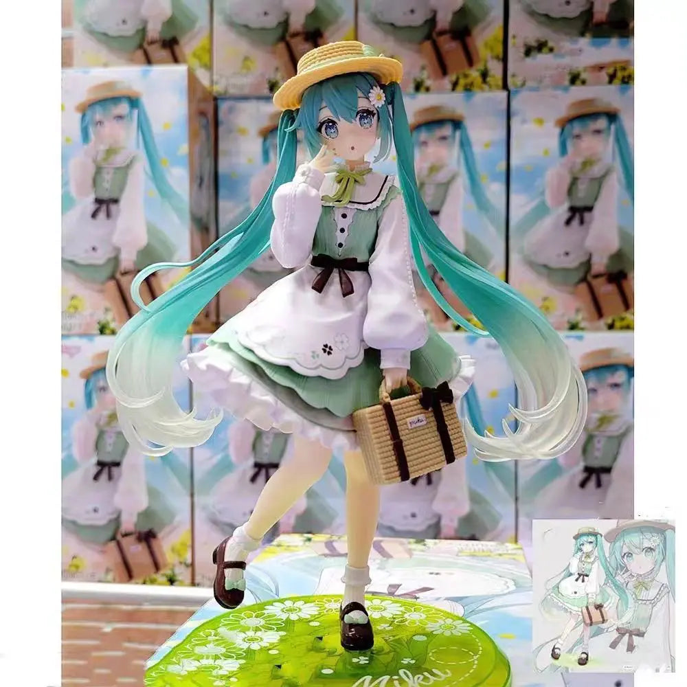 Hatsune Miku Figure Pastoral Style Hatsune Miku Anime Merchandise 2D Anime Girl Model Desk Ornament Birthday Gift