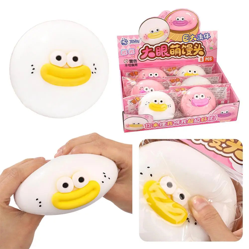 Cute Stress Reliever Cartoon Sausage Desk Mouth Steamed Bun Toy Stress Relief Dumpling Squeeze Fidget Slow Stress Ball Hand Toy