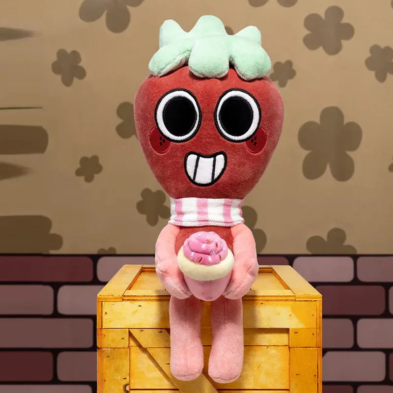 35cm D-Dandys W-World Sprout Deluxe Strawberry Cartoon Plush Toy Cute Soft Stuffed Doll With Cupcake Game Fans Home Decor Gifts