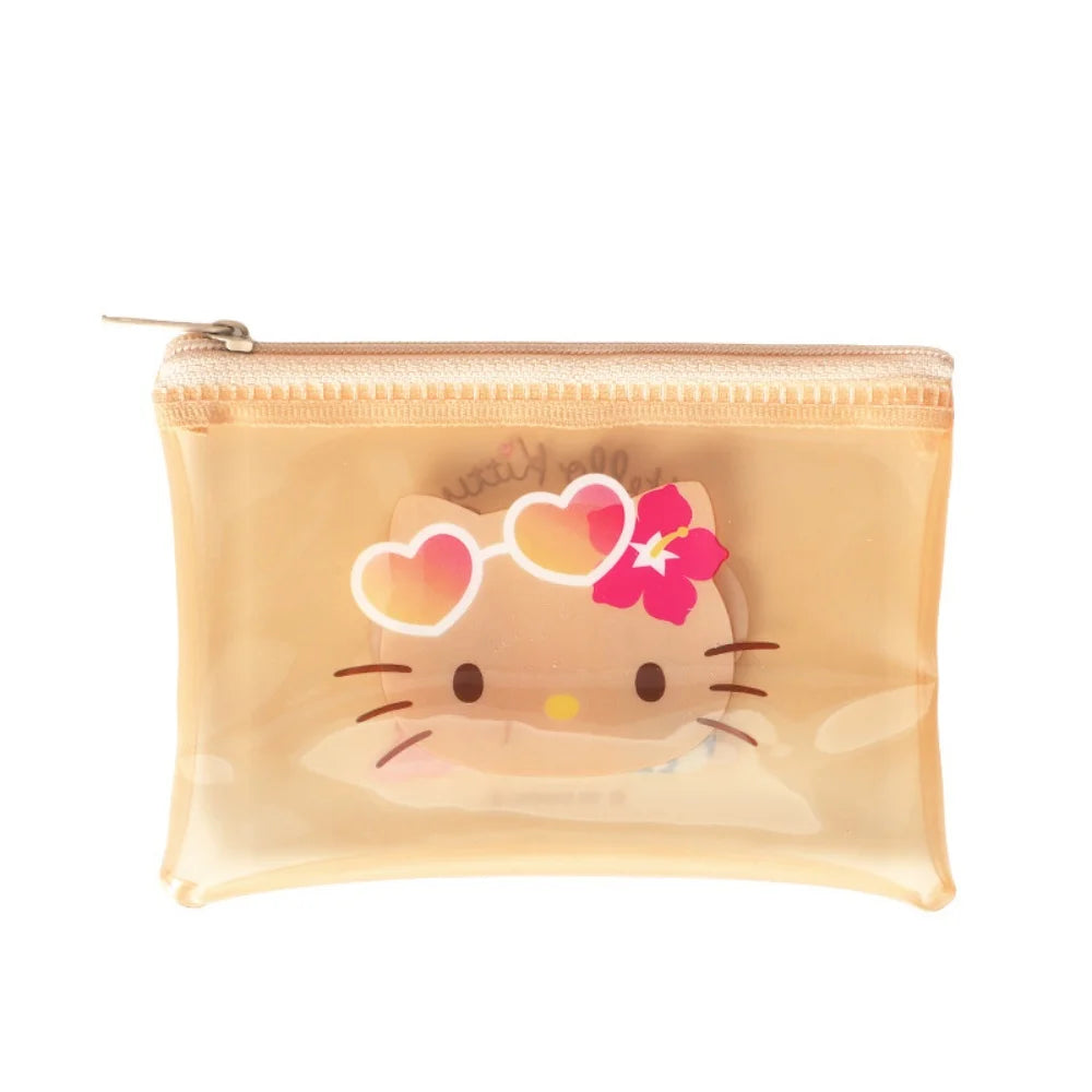 Genuine Sanrio Hello Kitty PVC Wallet Cartoon KT Cat Transparent Waterproof Card Holder Travel Portable Storage Pouch lady Gift