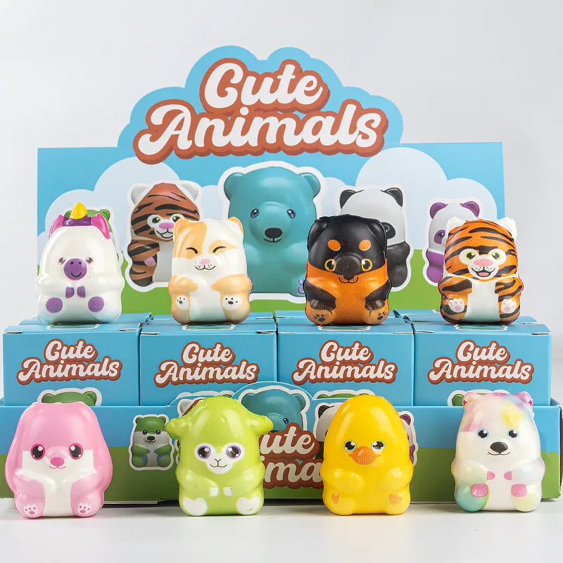 12pcs/Set Simulation Food Squishy Hamburger Fries Capybara Axolotl Squeeze Toy Stress Relief Decompression Toys