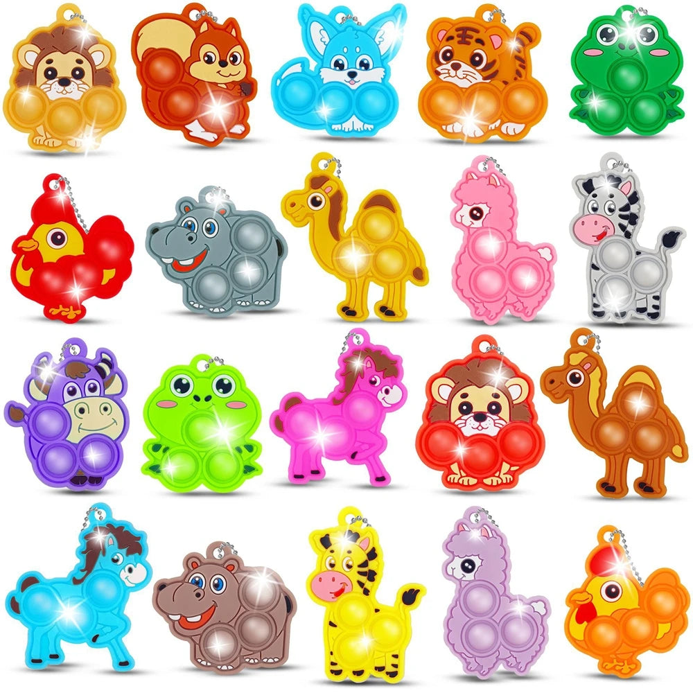 12Pcs Mini Colorful Animal Camel Frog Sheep Pop Fidget Toys Push Bubble Sensory Stress Relief Toy