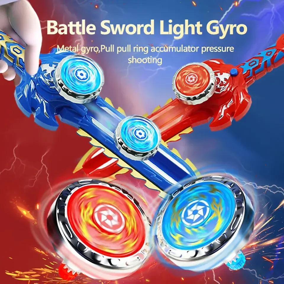 Creative Hand Cranked Gyro Sword Launcher Led Spinning Top Color Luminous Spinning Toys For Boys Girls Children Birthday Gift