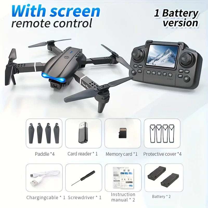 E88 PRO MAX Foldable Drone 2026 New, Obstacle Avoidance, Brushless Motor, Dual HD Camera, HD Screen Remote, Extra Batteries 40min Flight Time, One Key Return Home, LED Lights, USB Charging, FPV Quadcopter for Beginners Adults