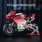 Famous V4 Motorcycle Building Blocks Set,Super Motorbike Model Kit,Technical Racing,STEM Assembled Toys Gifts For Boys And Girls
