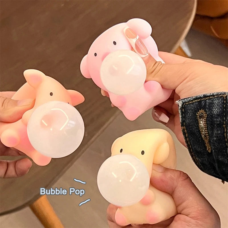 Funny Bubble Blow Squishy Toy Pop Out Squeeze Toys Cartoon Animal Panda Capybara Squishies Stress Relief Fidget Toy Party Gift