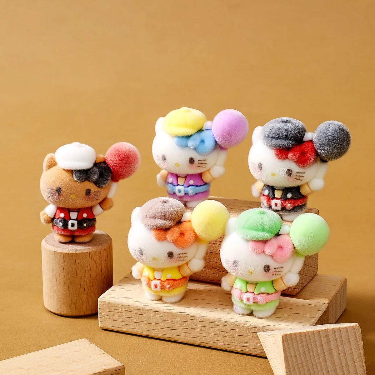 Kwaii Flocking Kitty Mini Figurine Little Kitty Doll Car Office Deskop Decoration Crafts Accessories Small Gifts
