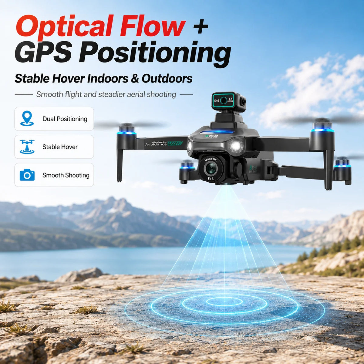 ZNLYRION S159 Brushless GPS Drone with 8K Camera  5G FPV Optical Flow Hover and 20Mins Flight Time