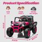 24V XL 2 Seater Ride on Toys Car for Girls, 2WD/4WD Switchable Off-Road UTV W/Long-Endurance Battery Power, 3-Speed Remote Contr