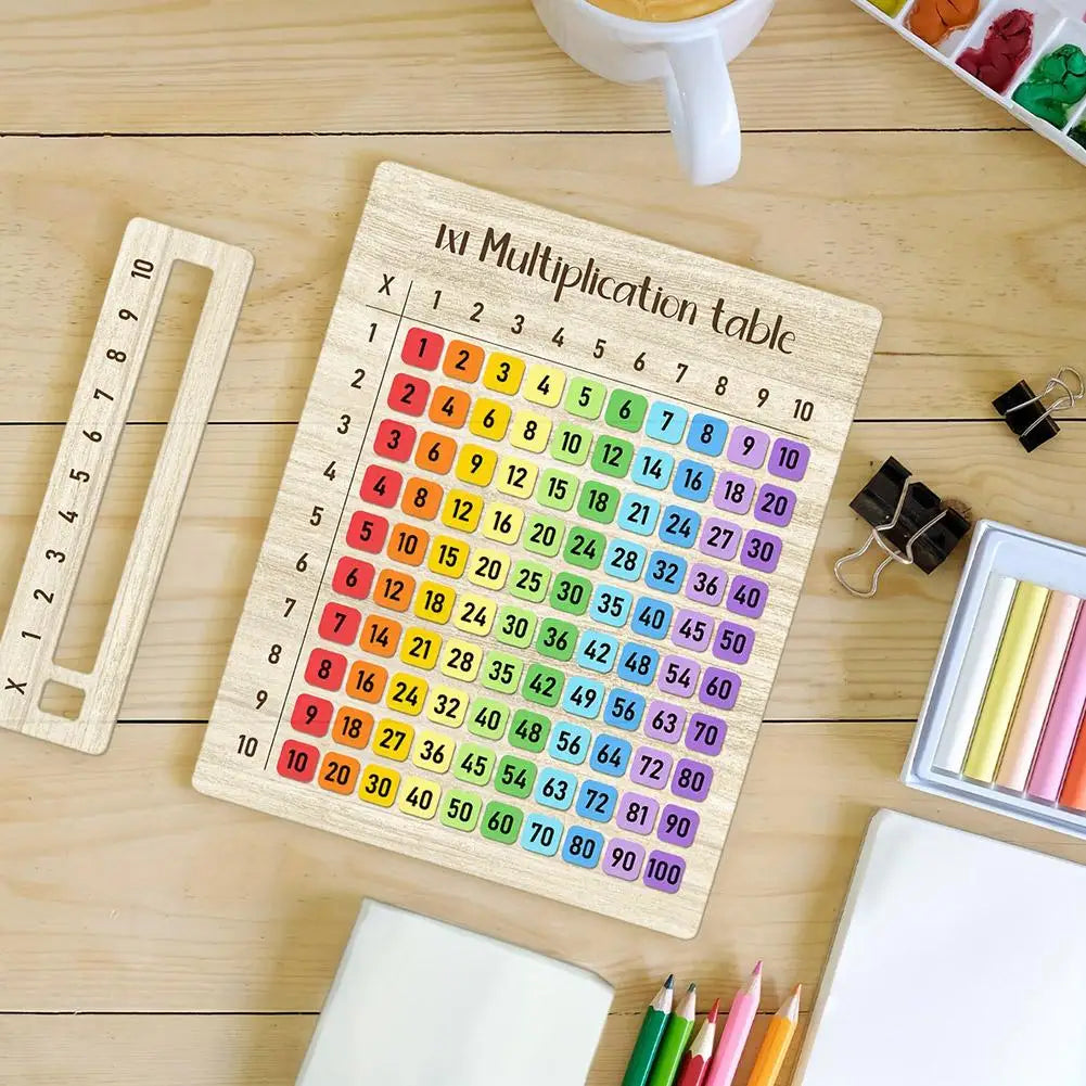 Montessori Educational Wooden Math Toys Multiplication Table Wooden Board Set Wood Learning Boards for Math Class Back-To-School