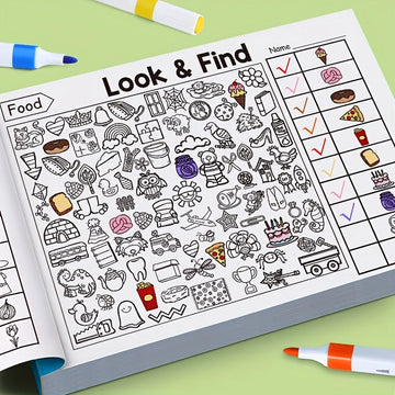 Children's Hidden Objects Coloring Book, with 100+ Find & Color Pages - Interactive Find & Color Activity Workbook for School, Home, Travel - Educational Puzzle Book