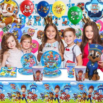PAW Patrol Birthday Party Decoration Tableware Tablecloth Plates Cup napkin gift bag Balloons PAW Patrol Party Favors Supplies