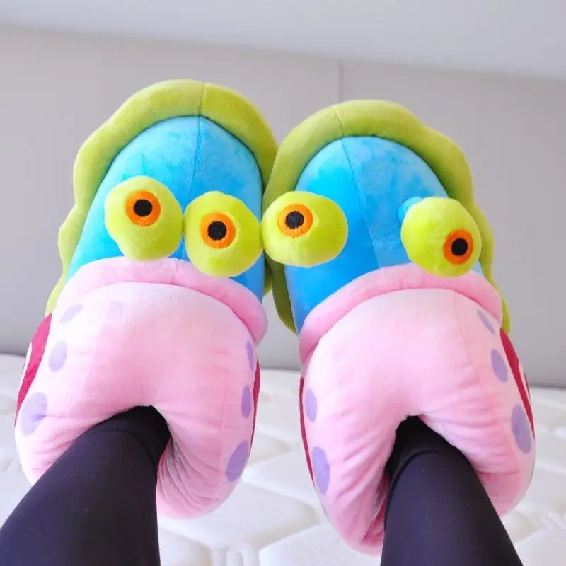 Plush SpongeBob SquarePants Cotton Shoes Snail Bags Heels Cute Home Slippers SpongeBob SquarePants Snail Boots Plush Gift