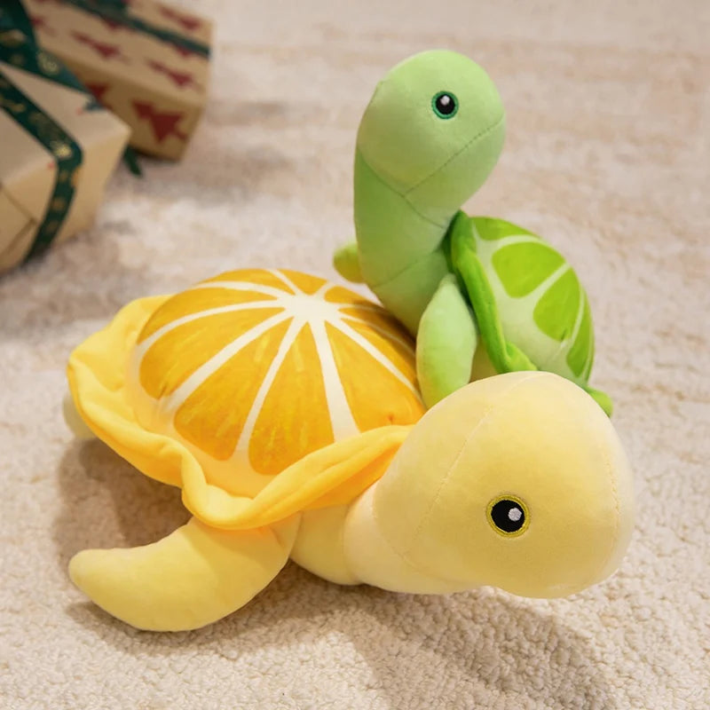 25/35CM Cartoon Simulation Anime Little Lemon Turtle Stuffed Animal Plush Doll Cute Turtle Soothing Kids Sleeping Toys Handmade