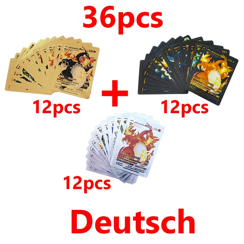 81-15Pcs Pokemon Cards Gold Silver Vmax GX Card Collection Battle Trainer Card Spanish English French Child Toys Christmas Gifts