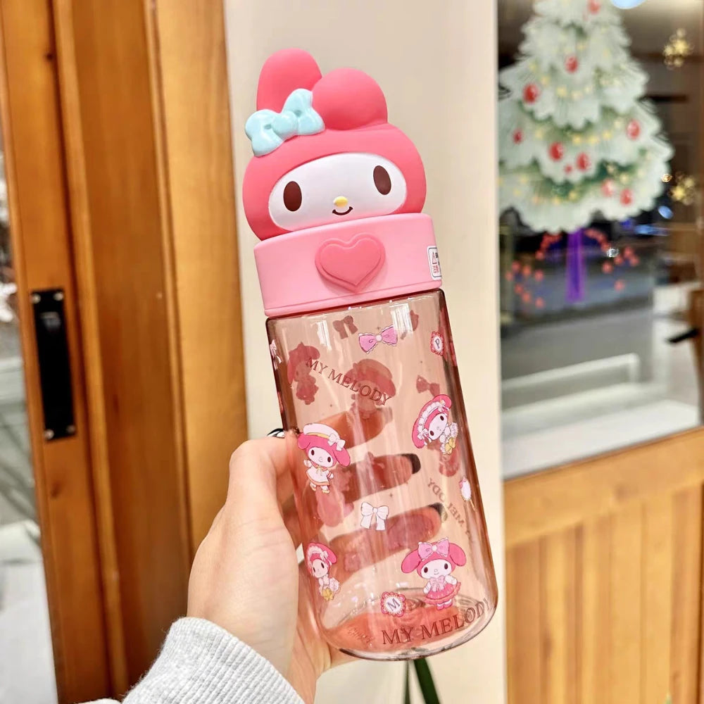 500ML Sanrio Hello Kitty Kuromi Clear Mug Anime Melody Student Outdoor Camping Kawaii Water Reservoir Water Mugs Friend Gifts