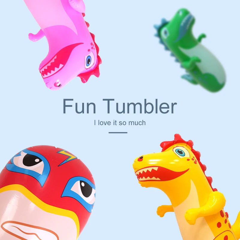 90cm Inflatable Dinosaur Tumbler Toy Thick PVC Punching Bag for Kids Bounce Back Boxing Toy Stress Relief Indoor Outdoor Toy