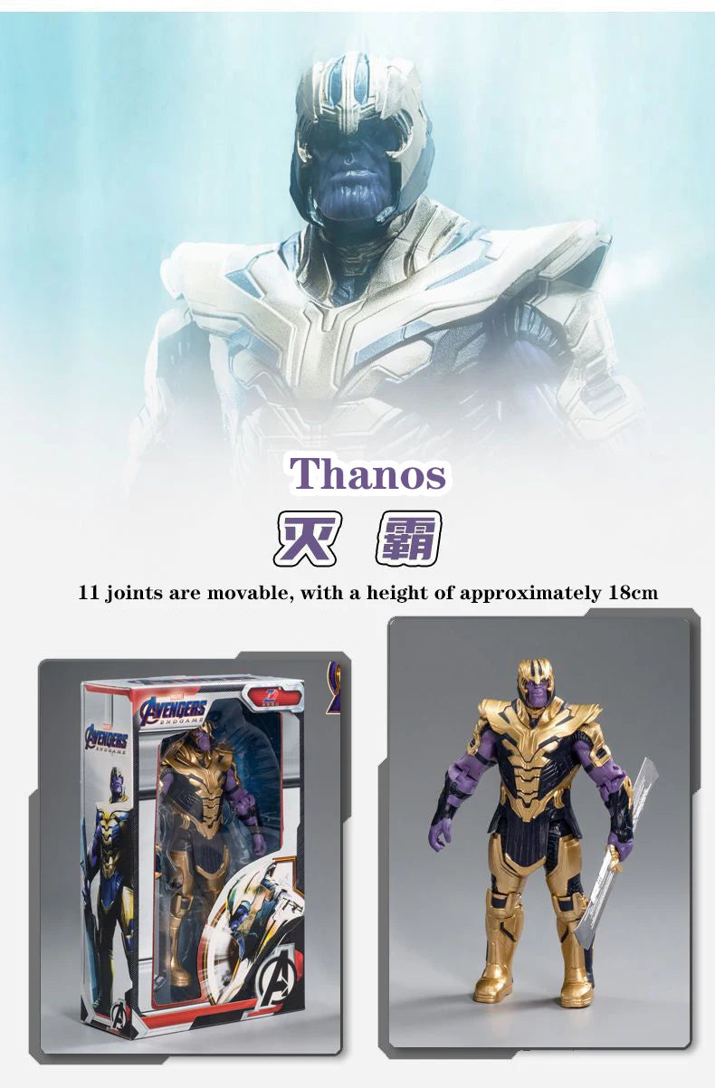 8pcs 18CM Avengers Collection Iron Man Spider Man Thanos Spider Captain Thor Hulk Transfiguration Action Decoration Toy Gift
