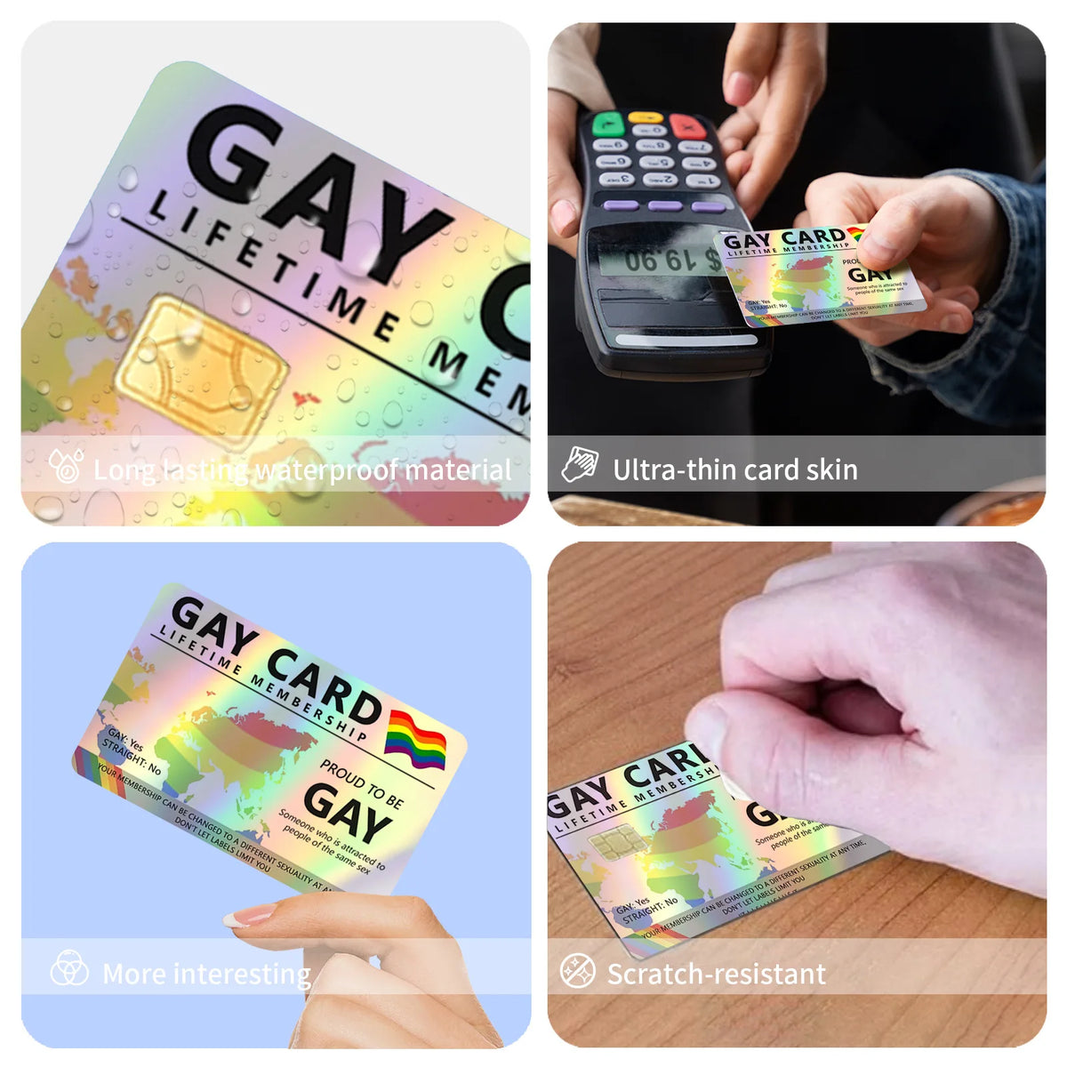 Anime Spongebob Cartoon Funny Holographic Skin Laser Shinny Sticker Film Cover for Debit Credit Bank Card No Fade Birthday Gifts