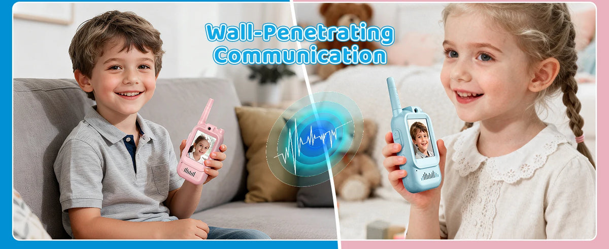 2PCS  Video Walkie Talkies for Kids Rechargeable Toddler Toys  for Indoor Camping Travel  Birthday Gfits for Kids Ages 3-12
