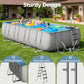 20' x 11' x 47 Rectangular Frame Pool Set with Sand Filter Pump and Removable Ladder Large Swimming Pool for Backyard Gray
