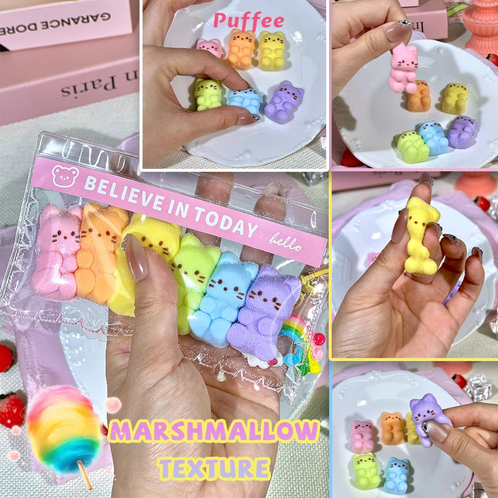 Rainbow Kitty Food-grade Silicone Squishy Toy, Handmade Taba Squishy, Gummy Soft Adhesive Squeeze Toy, Happy Game Spoof Pinching