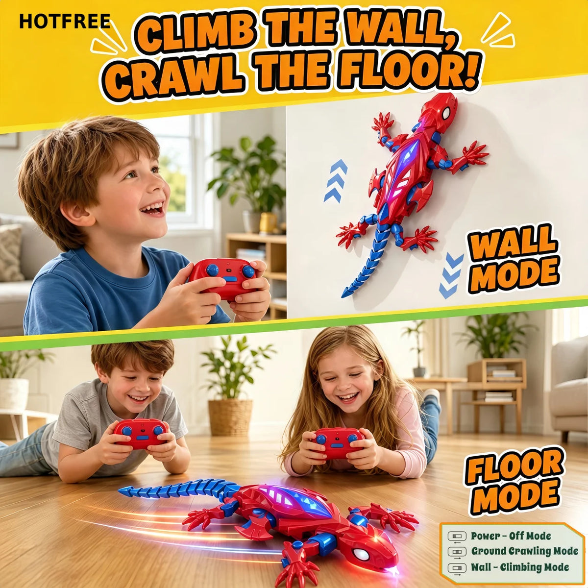 Hotfree Wall Crawler Gecko Lizard, Rechargeable Remote Control Robot Kids Toys, Spider RC Wall Climbing Funny Prank Toys