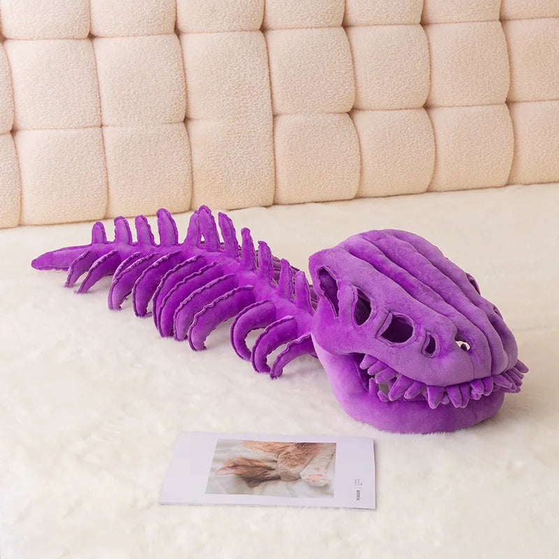75/115CM Plush Cartoon Skeleton Headgear Halloween Costume Plush Toy Purple Green Black Gray White Pink Dinosaur Bone Funny Doll