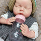 20 Inch Noah Full Body Silicone Reborn Doll Closed Eyes Sleeping Design Hand Painted Waterproof Lifelike Realistic Art Ornament for Holiday Birthday Gifts